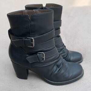 Natural Soul by Naturalizer Carma Faux Leather Buckle Boots Sz 7.5